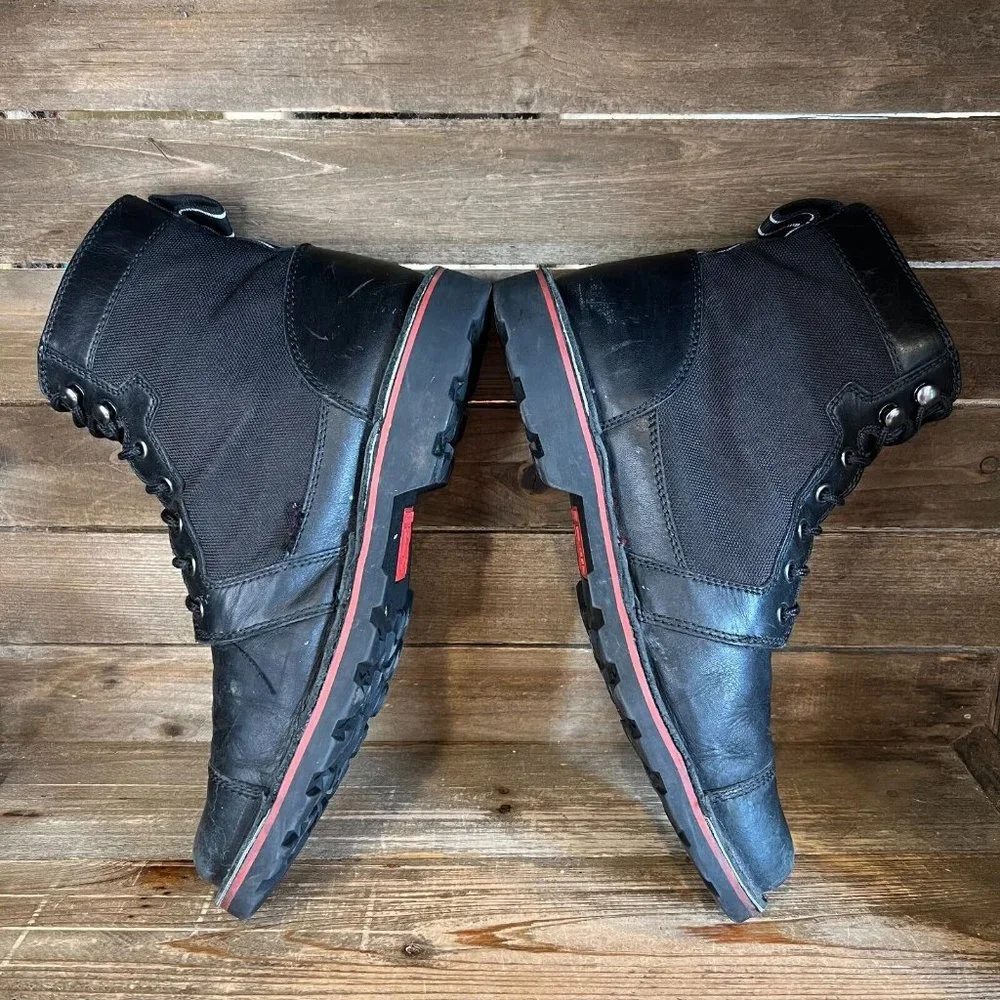 Mens Chrome BLCKCHRM Debuts Black Leather Combat Bike‎ Messenger Boots Size 11 M